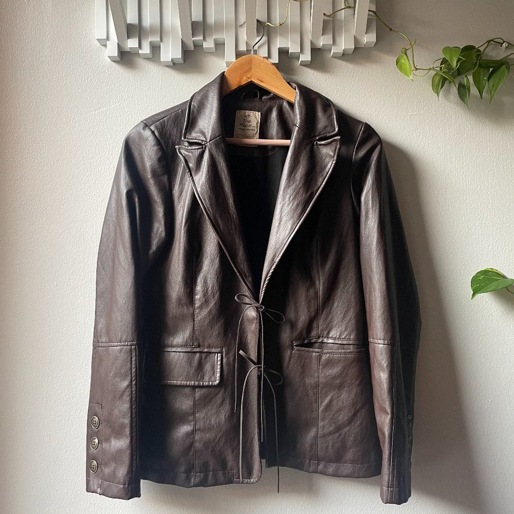 Free People Vegan Blazer in Chocolate Brown (Size: XS)